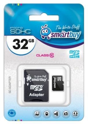 SmartBuy microSDHC Class 10 + SD adapter microSDHC 16 Гб